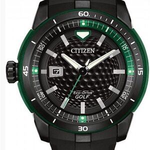 Citizen Eco-Drive Golf Silicone Strap Watch Men's Black/green